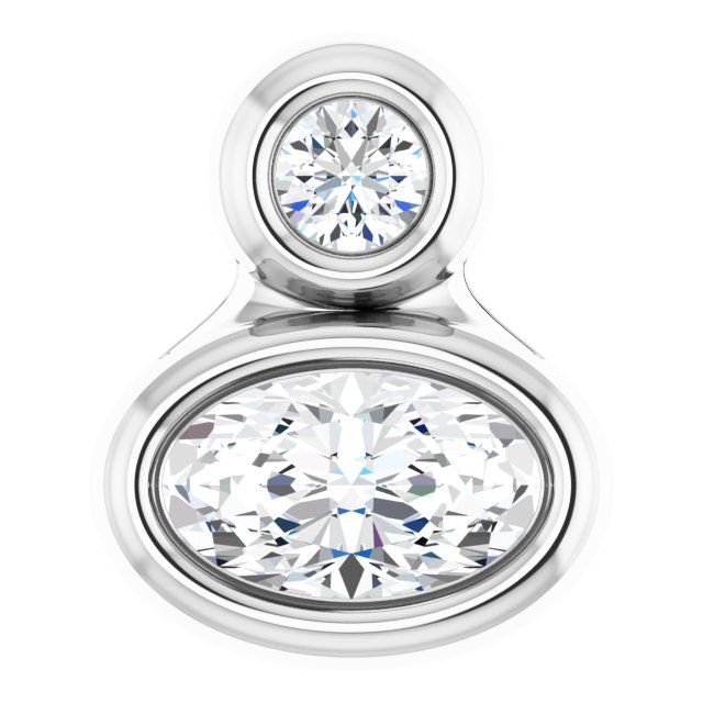 Platinum 5x3 mm Oval Natural White Sapphire & .03 CT Natural Diamond Pendant
